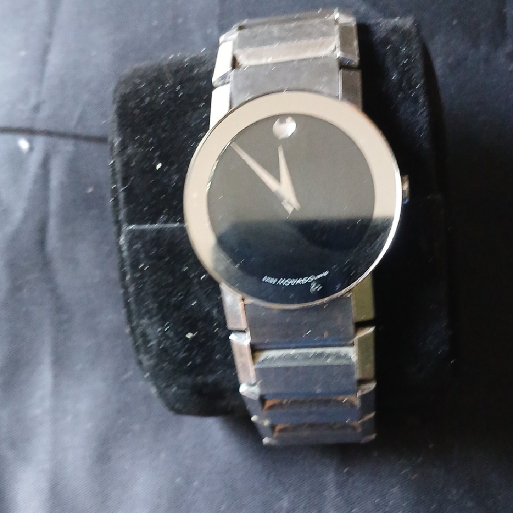 Movado Black and Silver Minimalist Watch